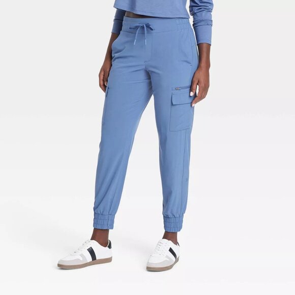 all in motion Pants - All in Motion Women's Active Light Mid-Rise Cargo Joggers, Blue Storm, Size M